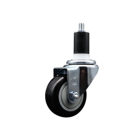 Service Caster 3'' SS Black Poly Wheel Swivel 1-1/2'' Expanding Stem Caster SCC-SSEX20S314-PPUB-BLK-112